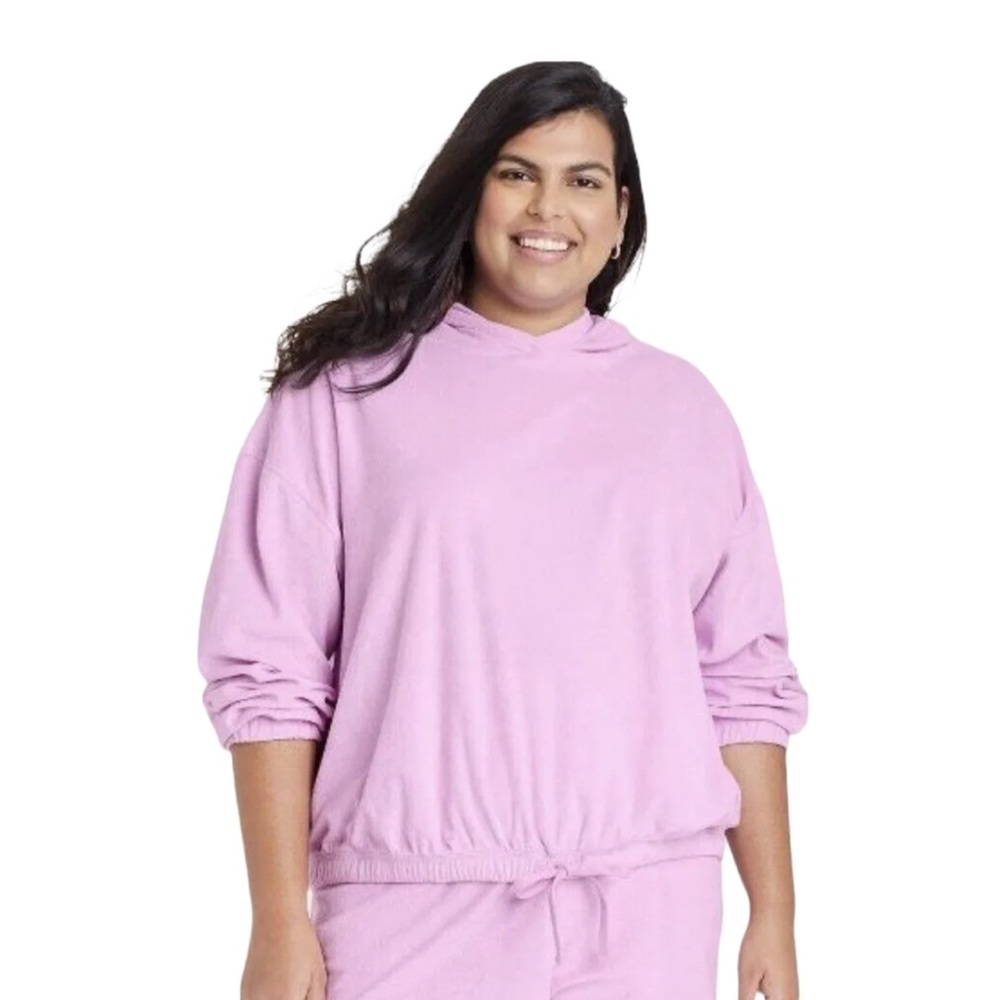 Ava & Viv Hooded French Terry Sweatshirt Light Purple Lavender Size X (14W)